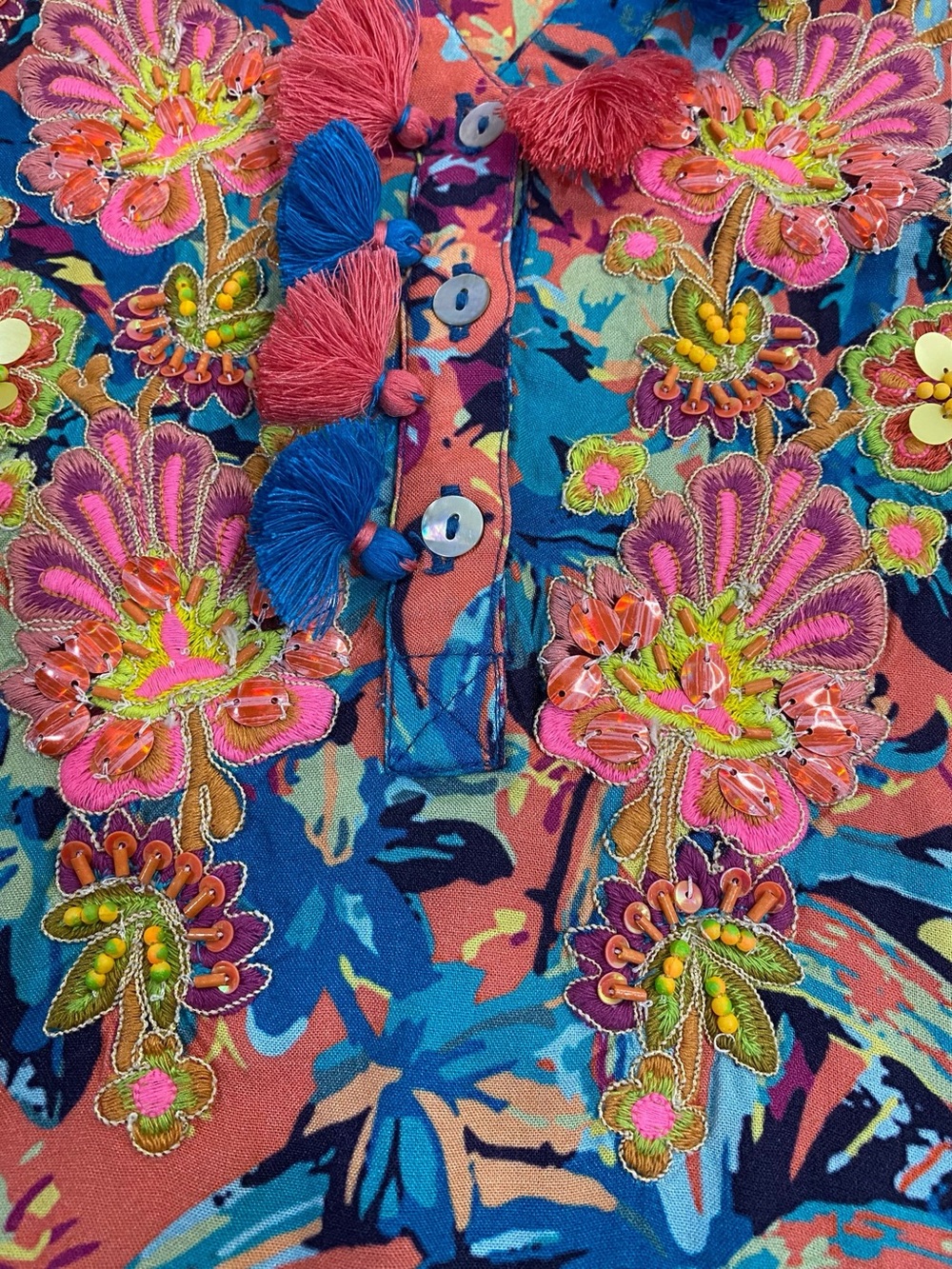Soft Surroundings Florence Beaded and Embroidered Dress - Picture 9 of 12